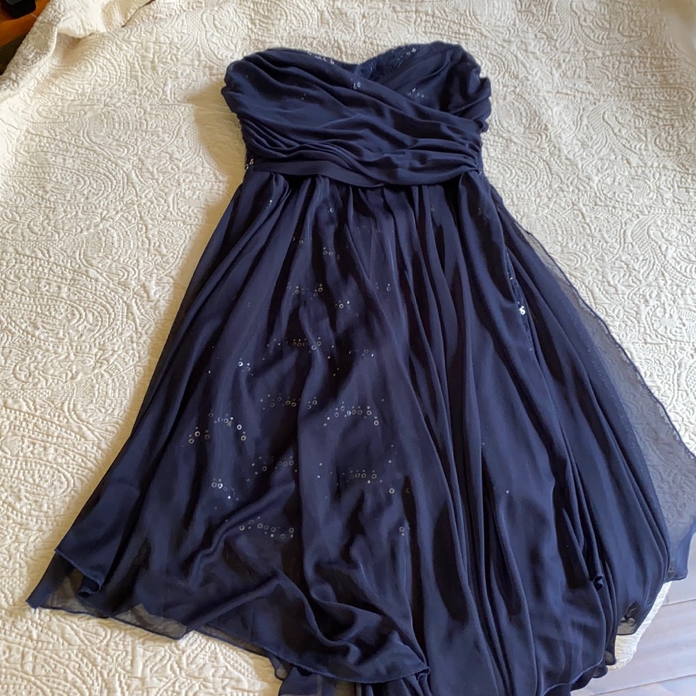 City Triangles Navy Strapless Formal Dress